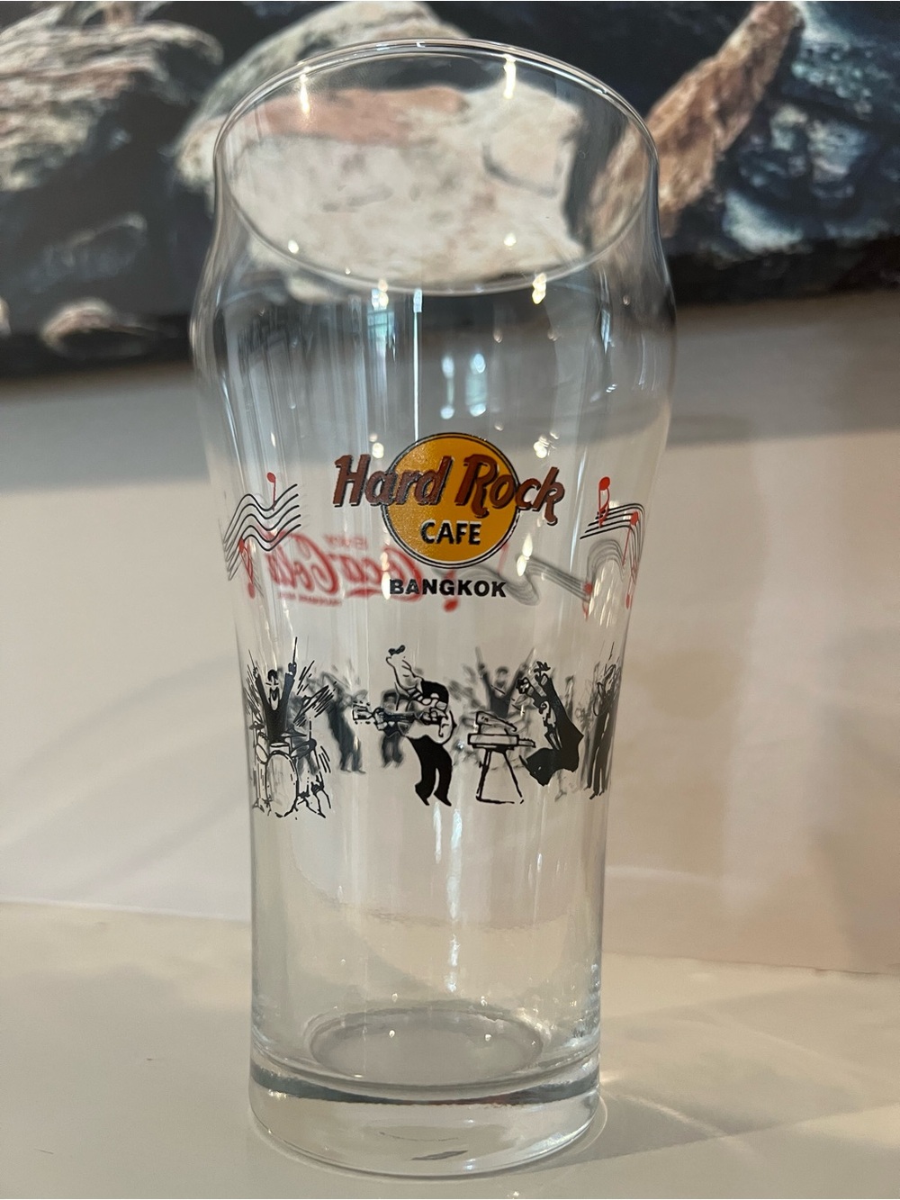 Rare Hard Rock Cafe Bangkok 1990s Coca-Cola Drink Glass 6” Advertising Promo